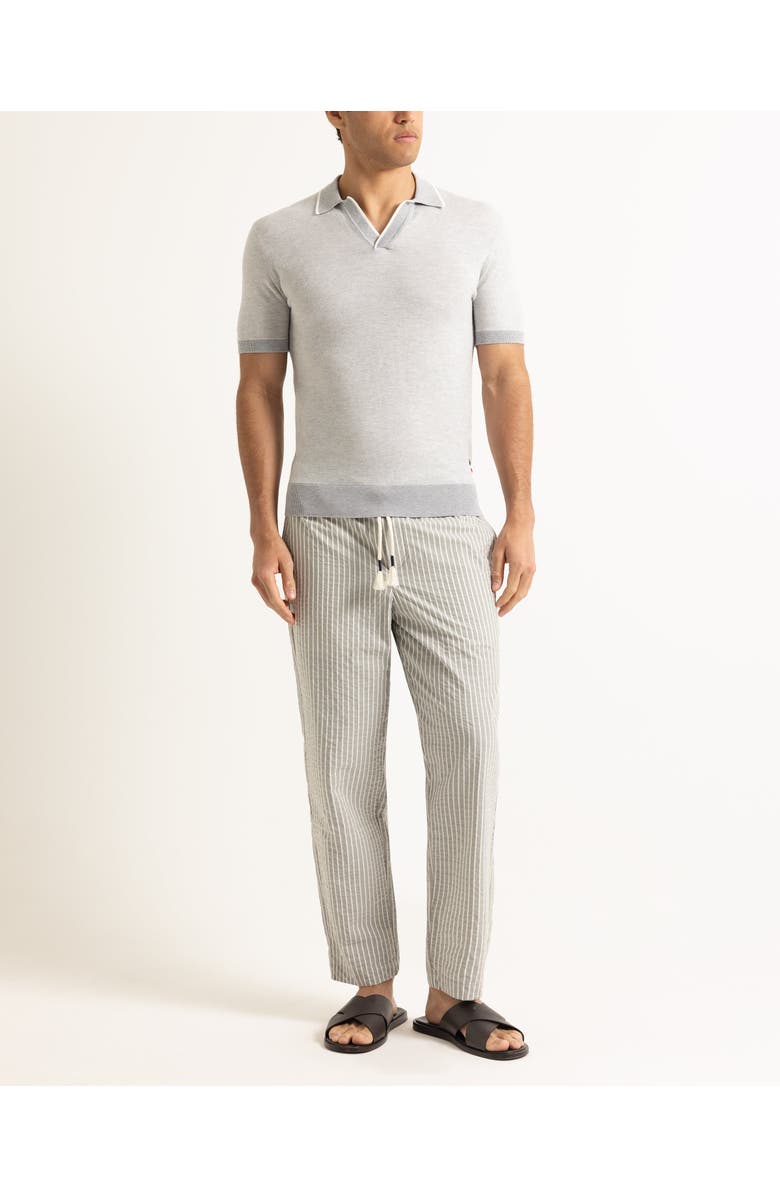 Orlebar Brown Horton Tailored Cotton Merino Polo With Contrast Tipping, Main, color, Cliff Grey/White Sand