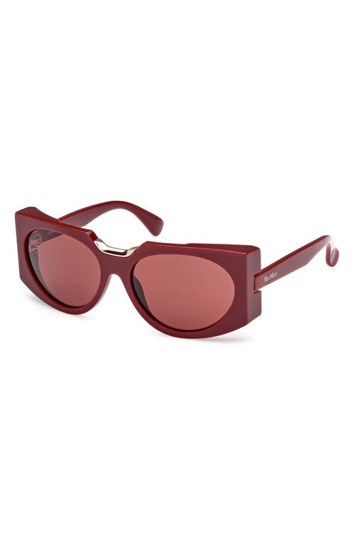Max Mara 59mm Round Sunglasses In Shiny Bordeaux/bordeaux
