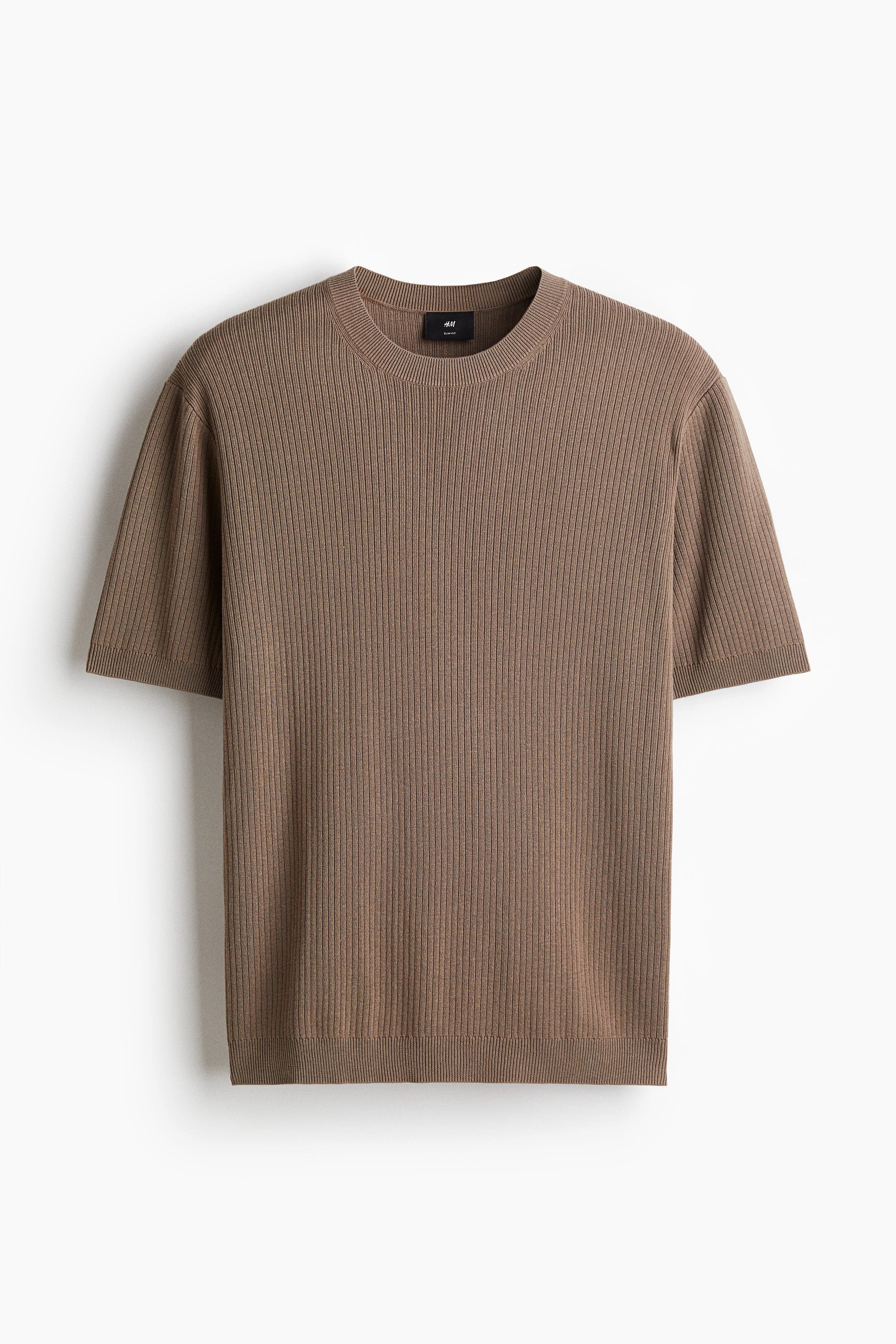 Slim Fit Rib-knit T-shirt - image 3
