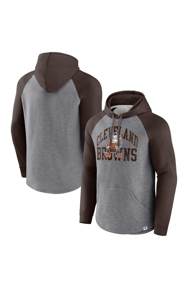 FANATICS Men's Fanatics Branded Heather Gray Cleveland Browns Favorite Arch Raglan Pullover Hoodie, Main, color, 