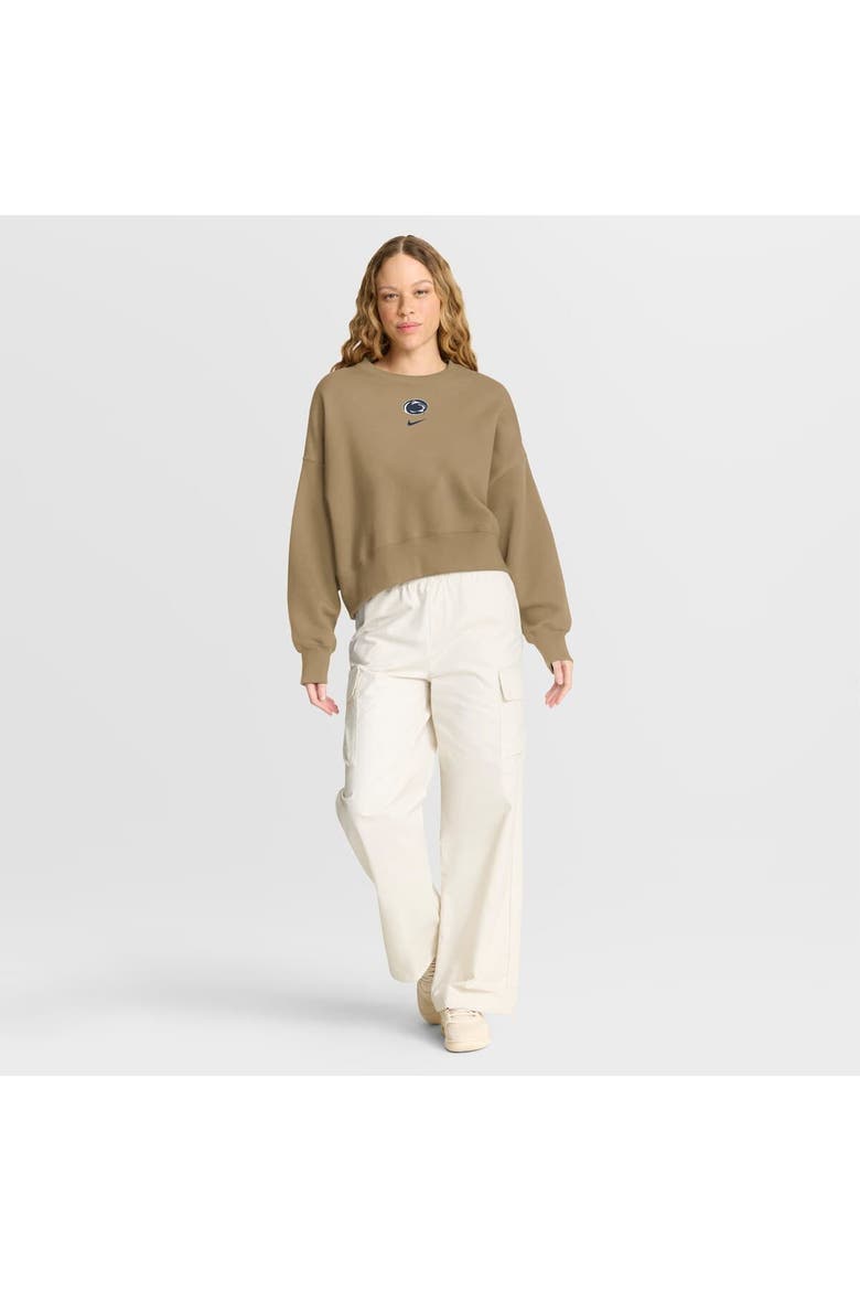 Women's Nike Tan Penn State Nittany Lions Oversized Phoenix 2-Hit Pullover Sweatshirt, Alternate, color, Tan