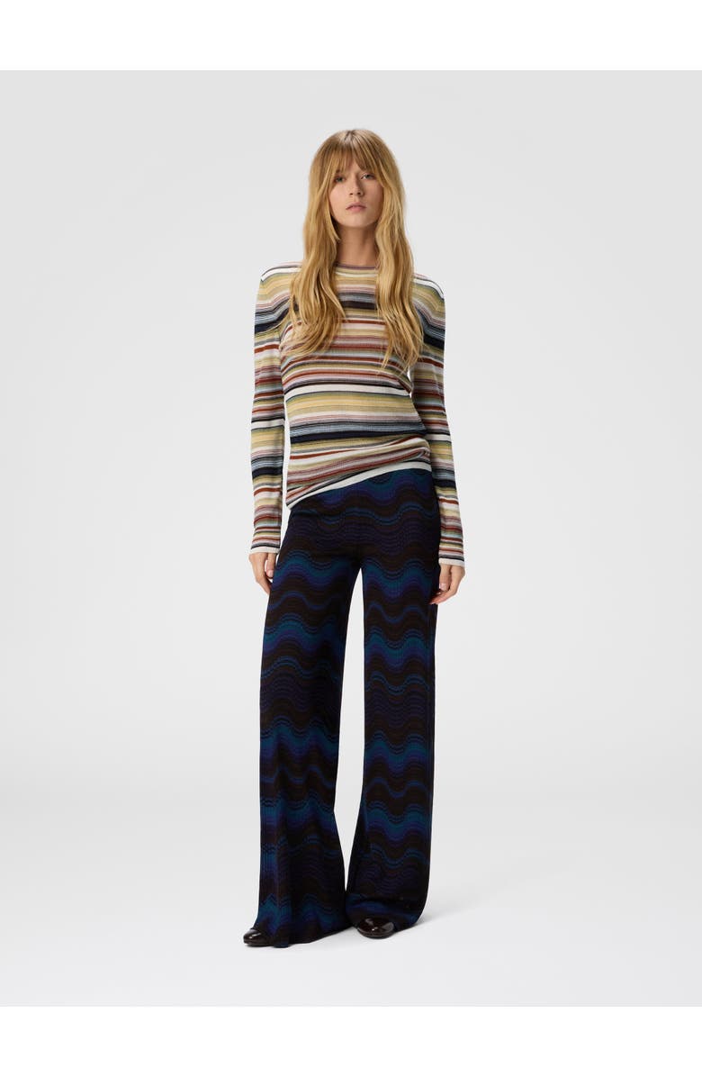 Missoni Palazzo Trousers With Wave Pattern, Alternate, color, Yellow & Brown
