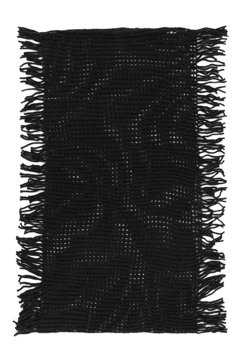 Fringe Trim Infinity Scarf, Alternate, color, BLACK