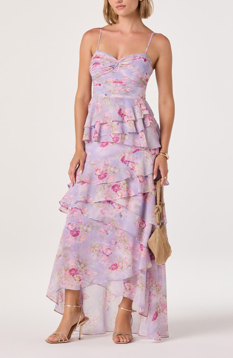 ASTR the Label Coline Floral High-Low Dress, Alternate, color, Lilac Floral