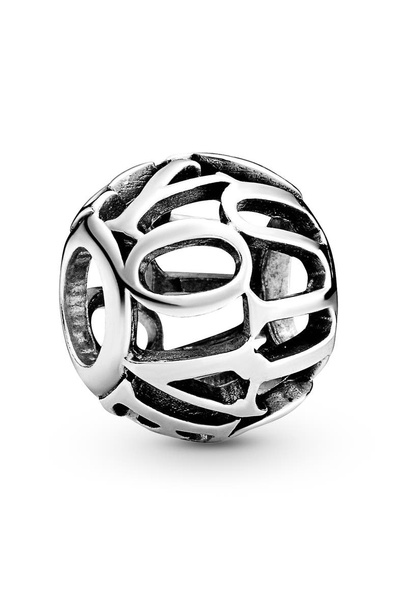 Openwork I Love You Script Charm, Main, color, SILVER