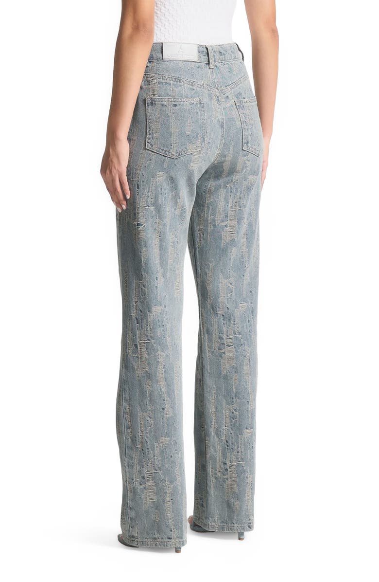 Manière De Voir Florence Distressed High Rise Straight Leg Jeans, Alternate, color, Mid Blue