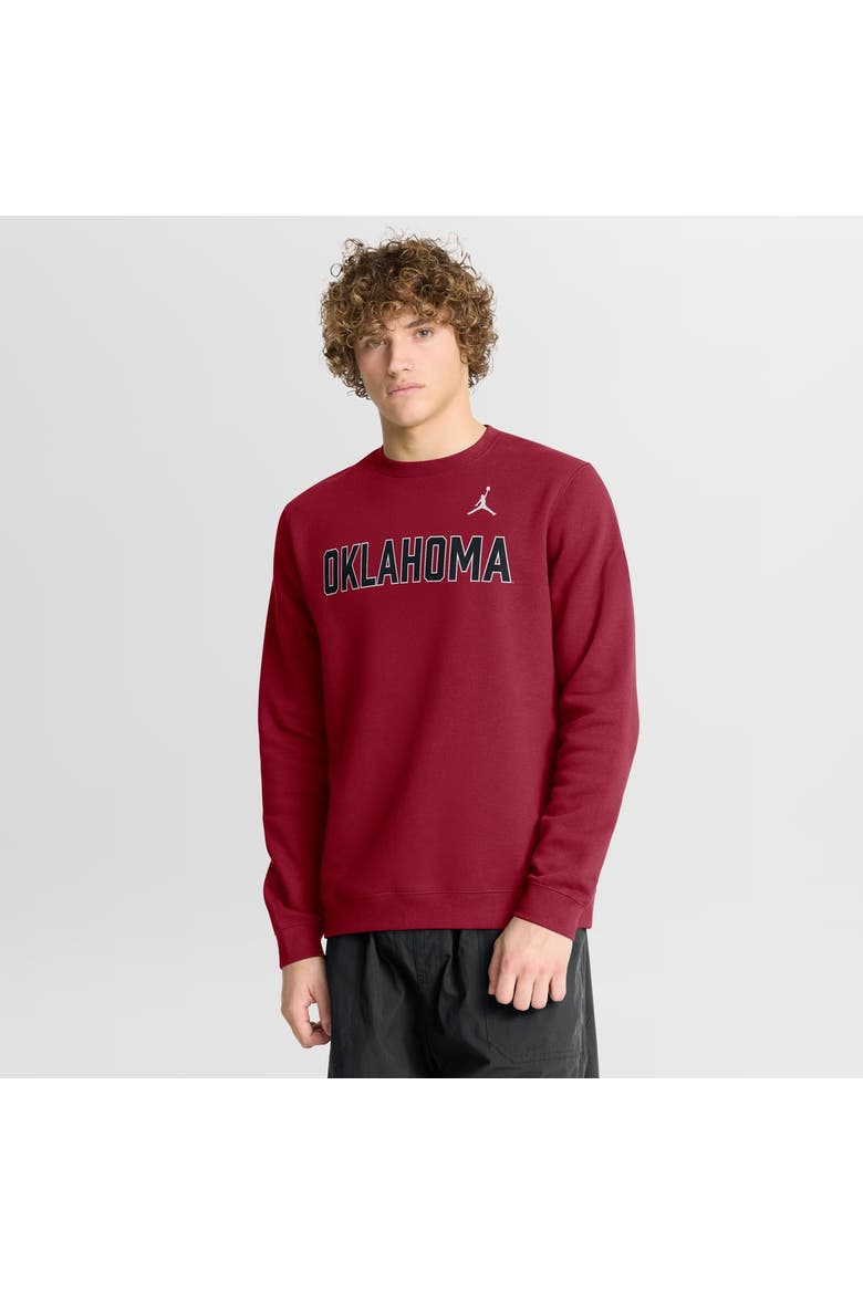 Men's Jordan Brand Crimson Oklahoma Sooners 2026 Sideline Club Sweatshirt, Main, color, Crimson
