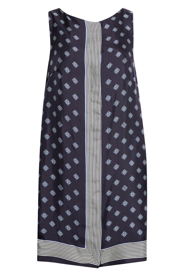 Foyer Diamond Print Silk Minidress, Alternate, color, NAVY BLUE