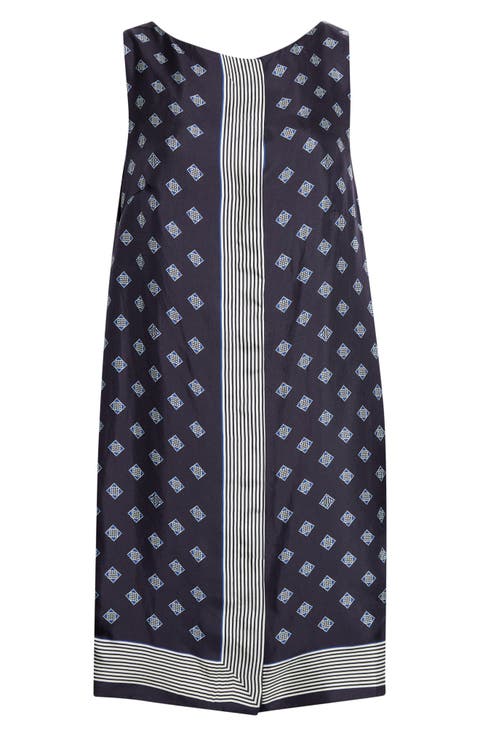 Foyer Diamond Print Silk Minidress