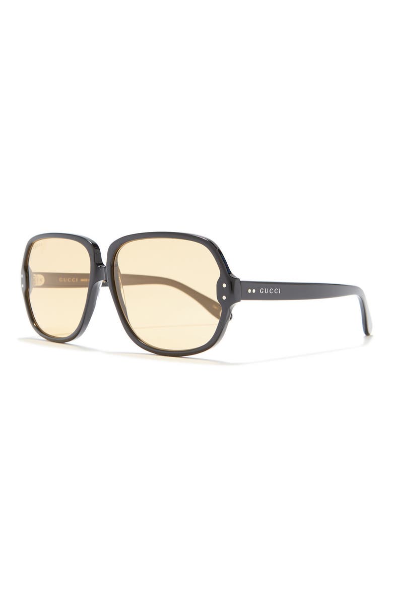 63mm Round Sunglasses, Alternate, color, BLACK