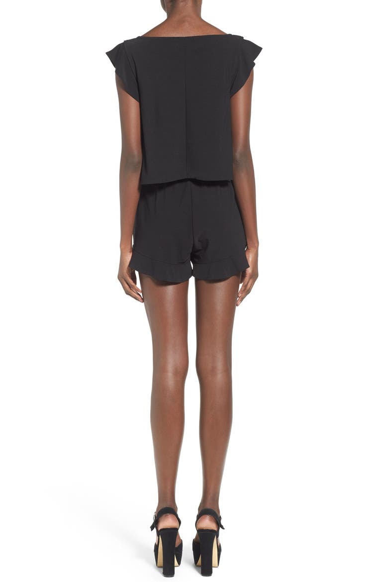 Flutter Trim Popover Romper, Alternate, color, BLACK