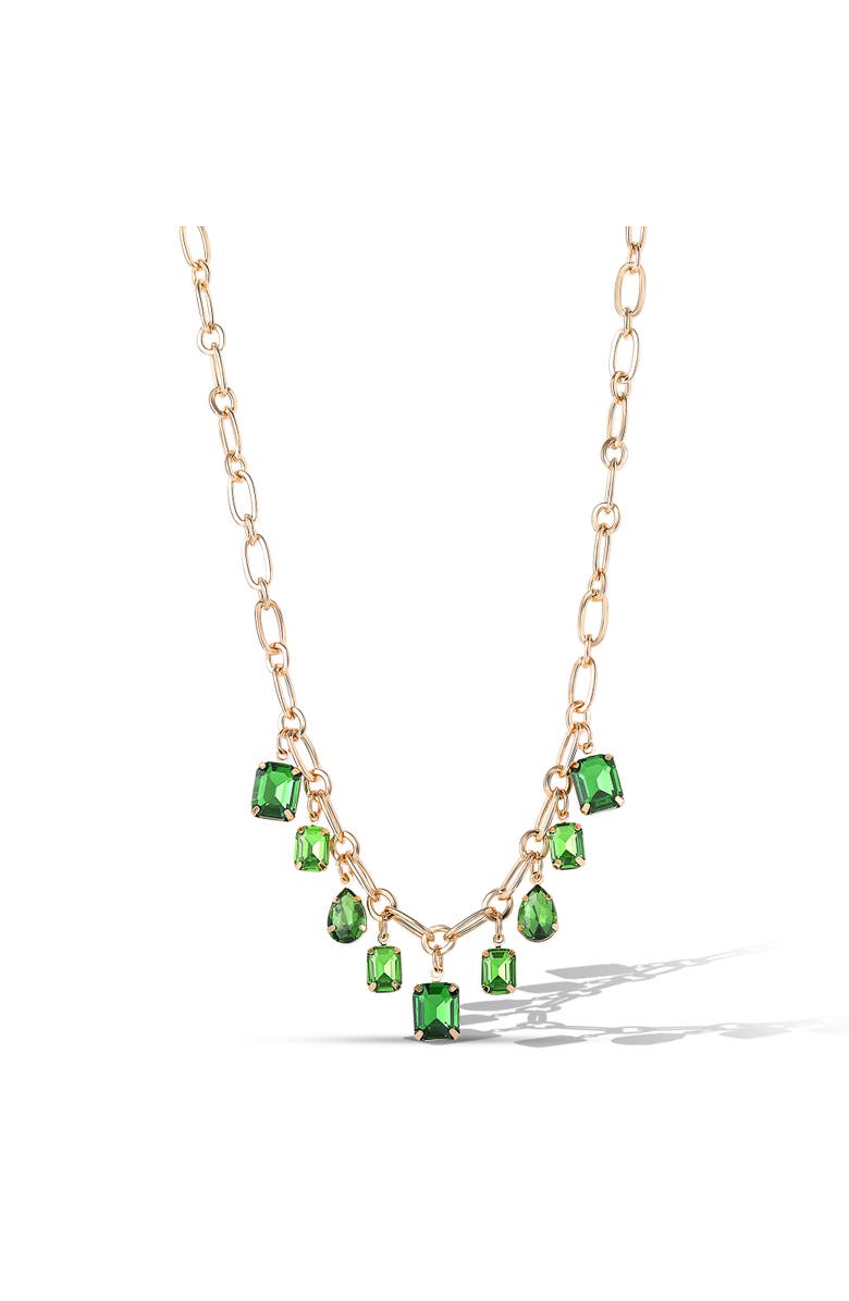 Jessica Simpson Green Gem Drop Charm Necklace in Gold-Tone Chain, Main, color, Green