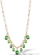 Jessica Simpson Green Gem Drop Charm Necklace in Gold-Tone Chain