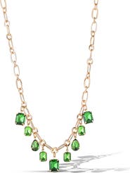 Jessica Simpson Green Gem Drop Charm Necklace in Gold-Tone Chain