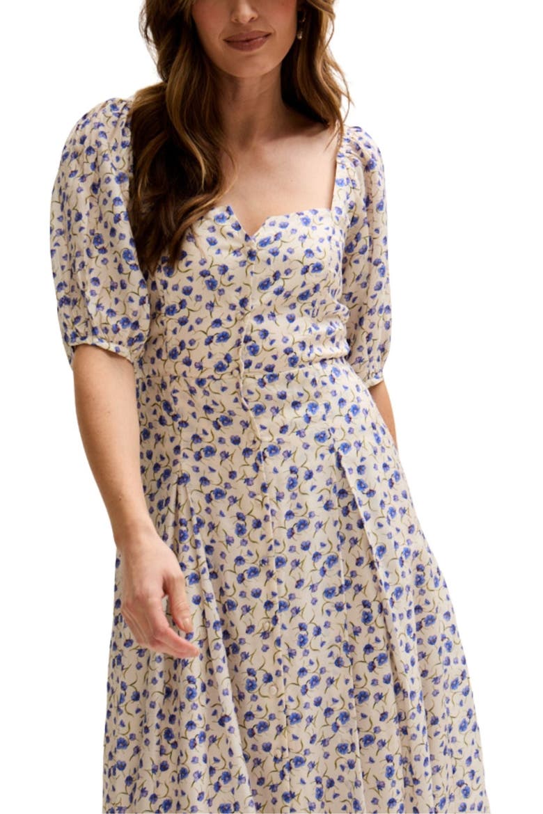 April Button Front Floral Print Midi Dress, Alternate, color, Open Miscellaneous