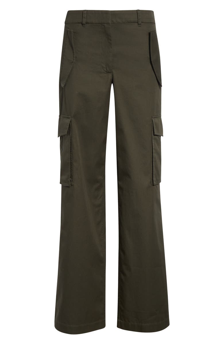 Burberry Check Trim Gabardine Cargo Trousers, Main, color, Marrow Green
