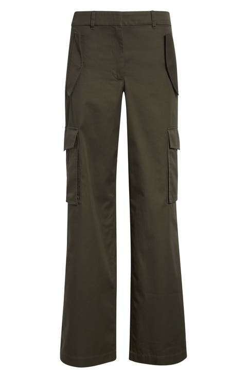 Check Trim Gabardine Cargo Trousers