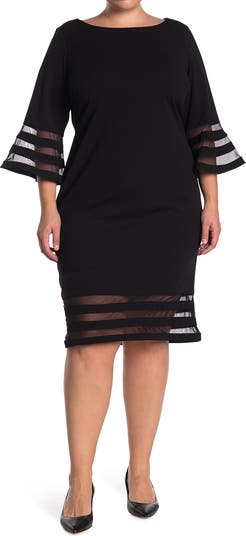 Illusion Stripe Bell Sleeve Sheath Dress