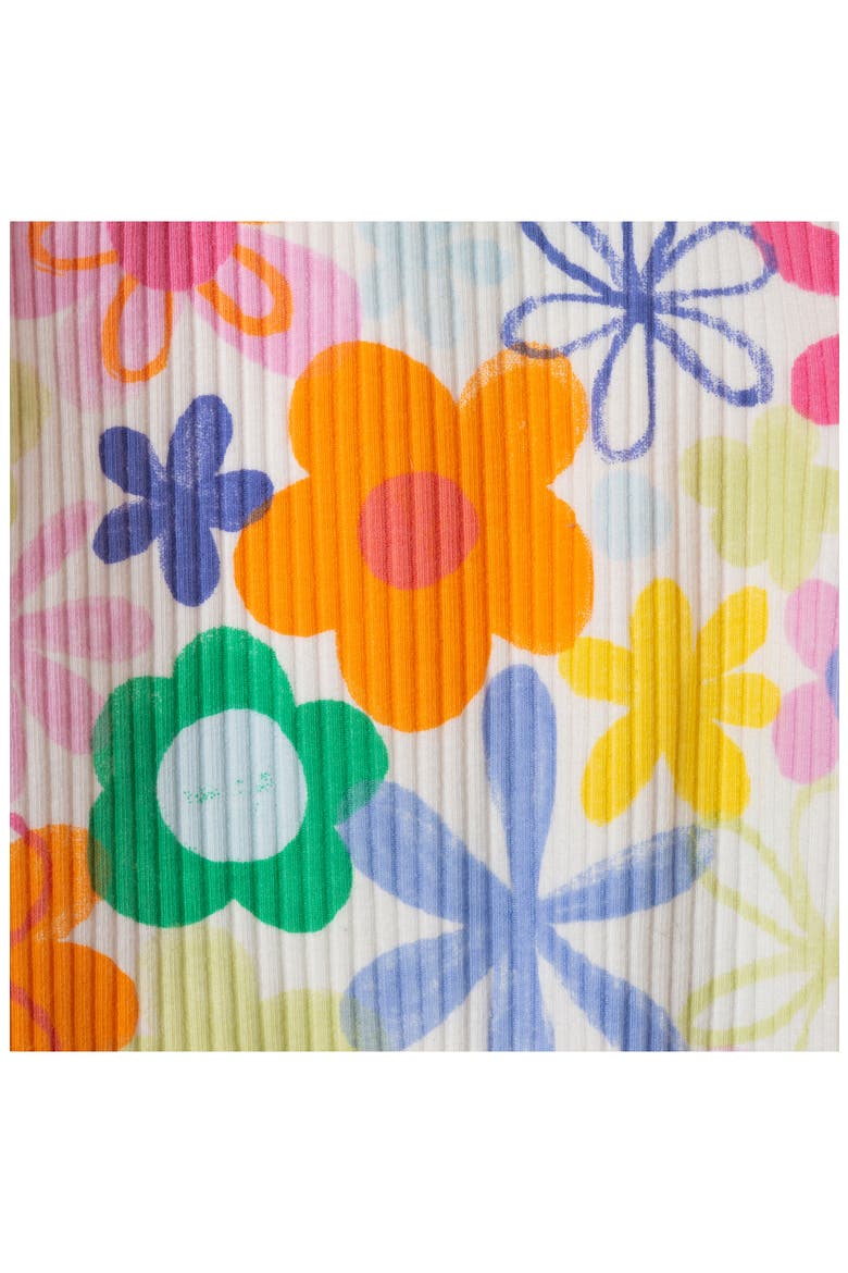 Floral Rib Stretch Cotton Bubble Romper & Bow Head Wrap Set, Alternate, color, WHITE MULTI
