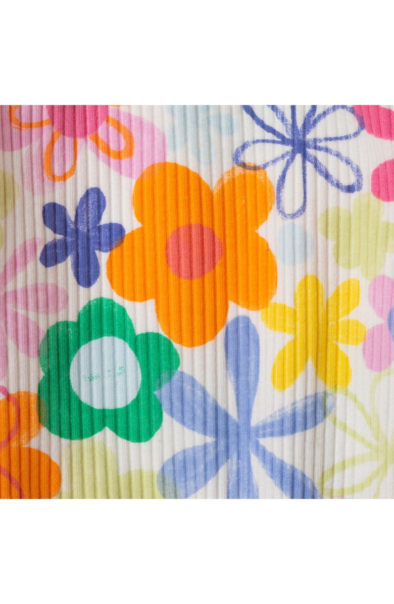 Andy & Evan Floral Rib Stretch Cotton Bubble Romper & Bow Head Wrap Set, Alternate, color, White Multi