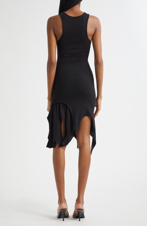 Alexander Wang Deconstructed Rib Cotton Tank Minidress In Black