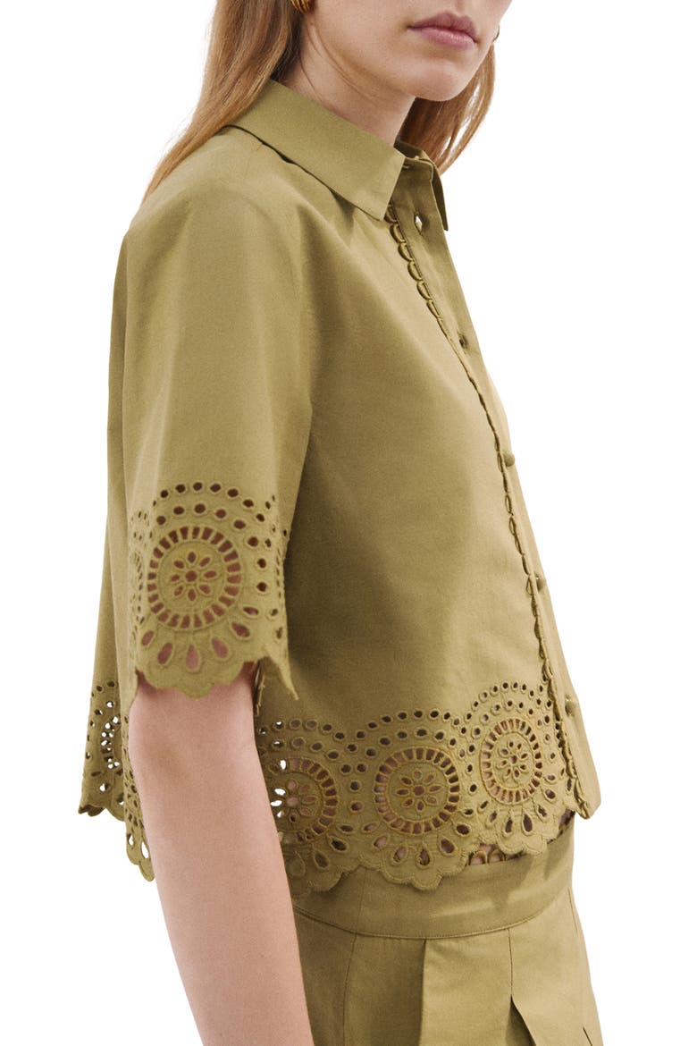 Embroidered Eyelet Shirt, Alternate, color, GREEN