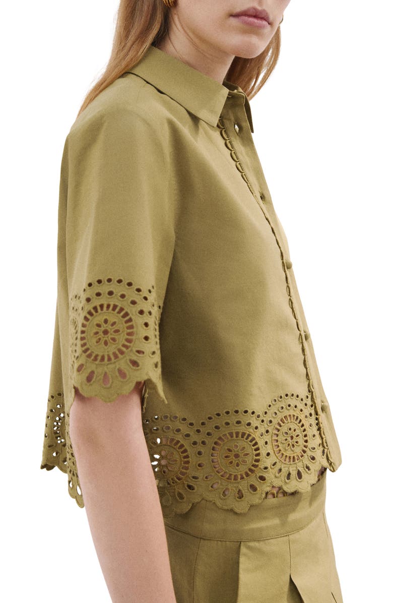 MANGO Embroidered Eyelet Shirt, Alternate, color, 
