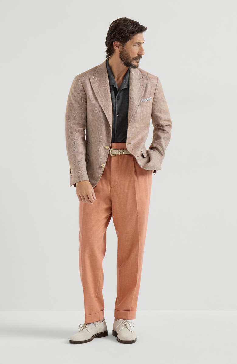 Brunello Cucinelli Double pleated trousers, Alternate, color, Apricot