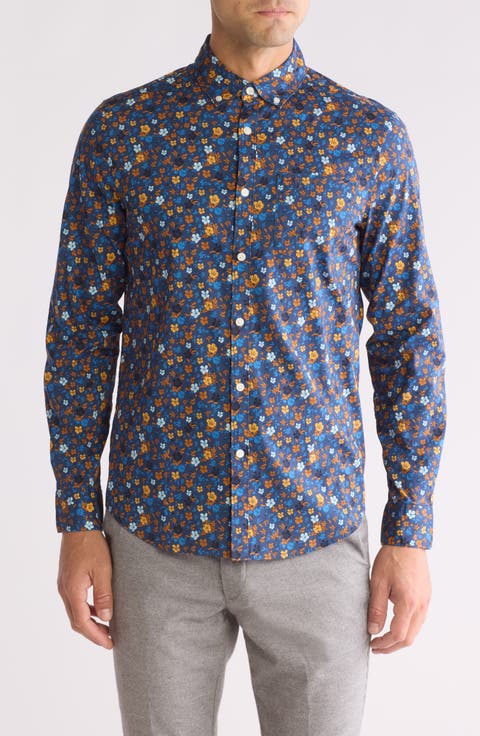 Floral Stretch Poplin Button-Up Shirt