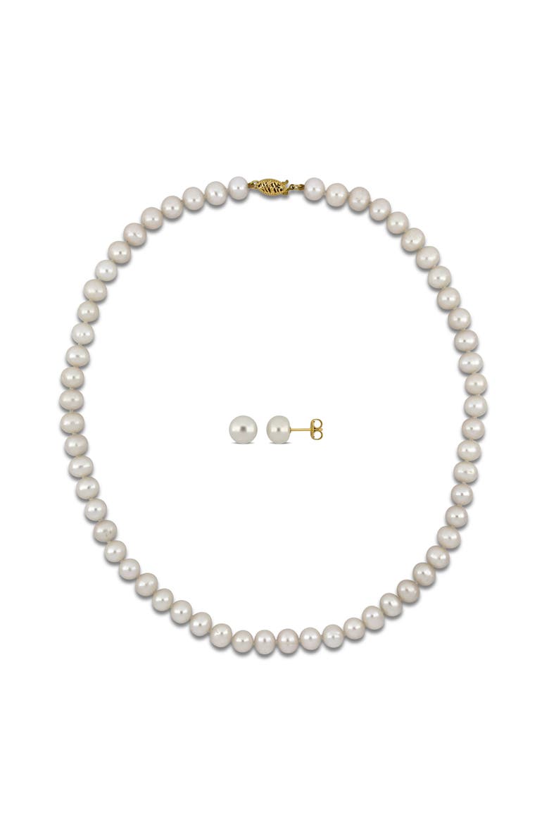 2-Piece Set Cultured Pearl Necklace & Earrings 10K, Alternate, color, Pearl