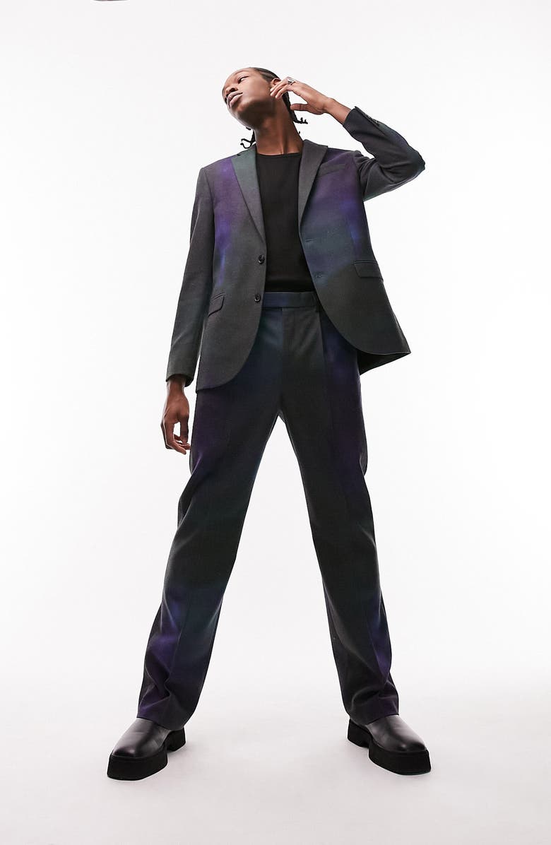 Topman Two-Tone Wide Leg Suit Trousers, Main, color,