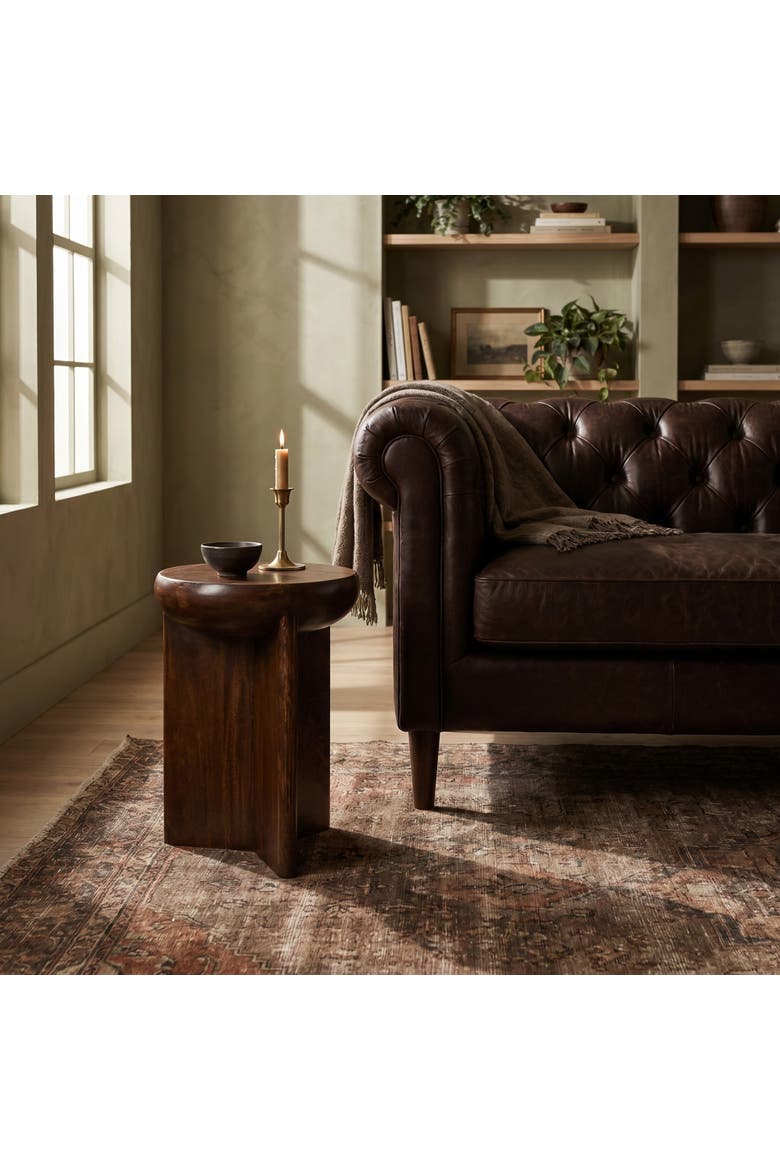 Semi-Sphere Accent Table with Solid Legs, Alternate, color, Brown