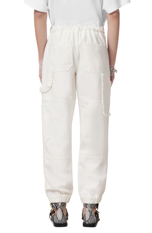 Allsaints Mila Frayed Trim Twill Cargo Pants In Off White