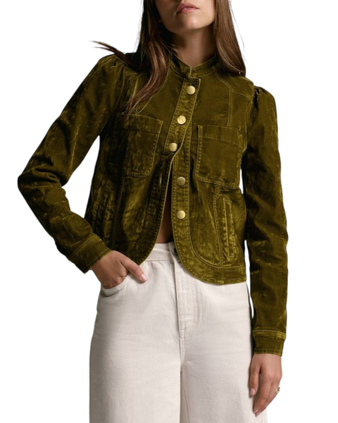 Puff Shoulder Flocked Jacket