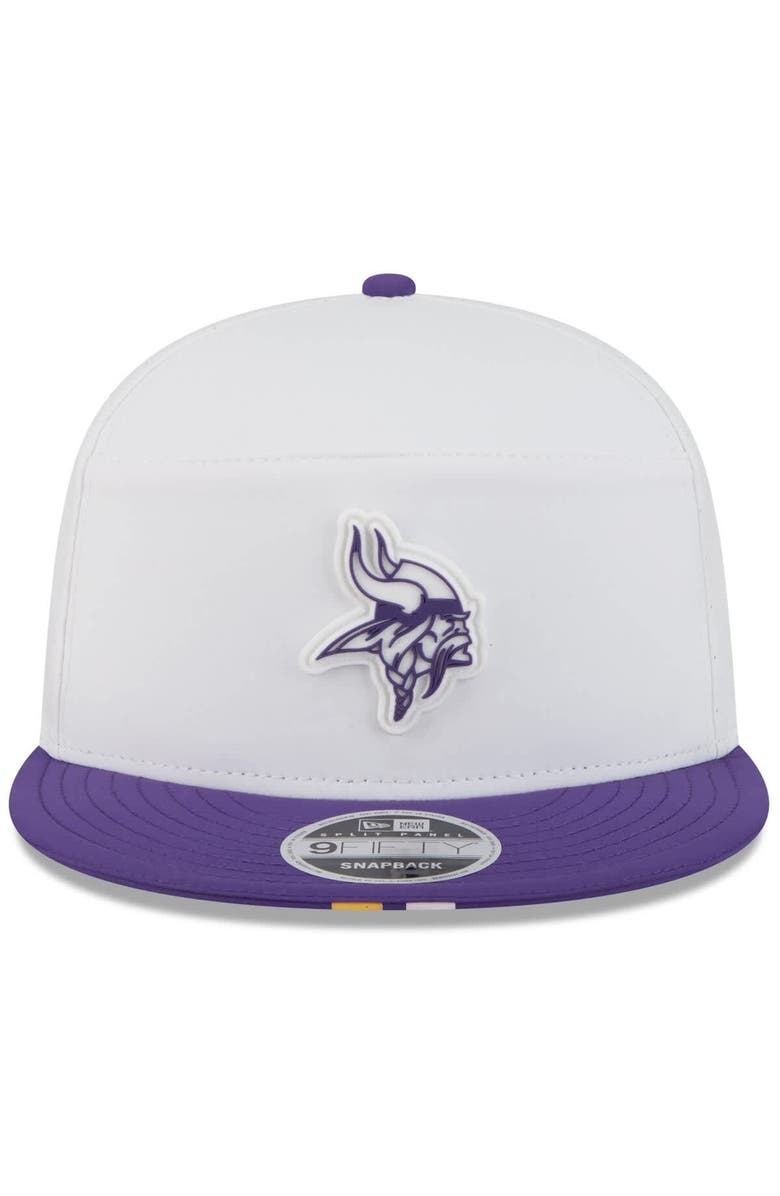 New Era Men's New Era White/Purple Minnesota Vikings 2025 NFL Training Camp Split Panel 9FIFTY Snapback Hat, Alternate, color, White