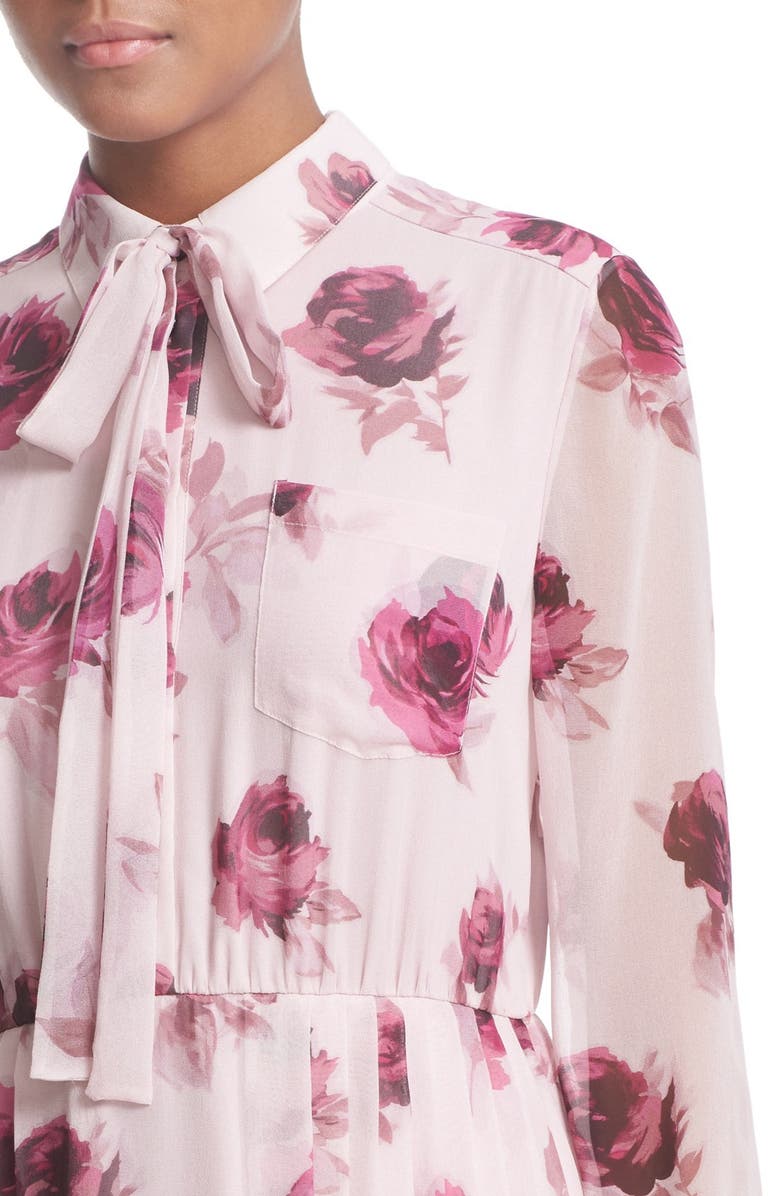 Kate Spade New York 'encore rose' tie neck pleat chiffon dress, Alternate, color,