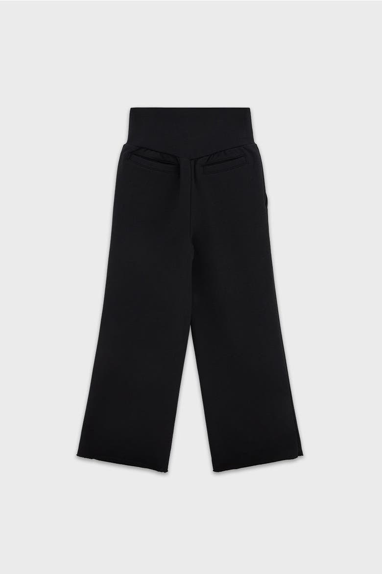 Cotton High Waisted Wide Leg Sweatpant With Raw Hem, Alternate, color, Black