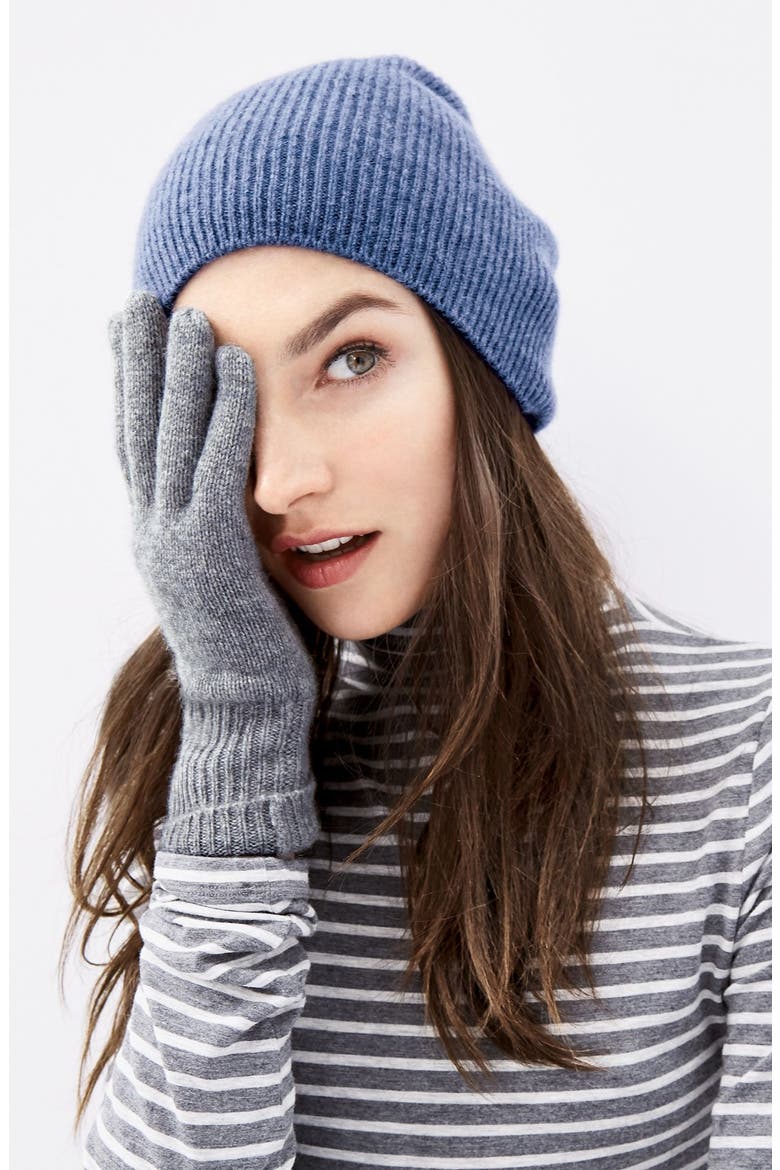 Rib Knit Cashmere Gloves, Alternate, color, BLACK