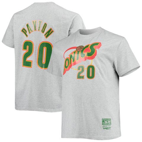Men's Mitchell & Ness Gary Payton Heathered Gray Seattle SuperSonics Big & Tall Hardwood Classics Name & Number T-Shirt