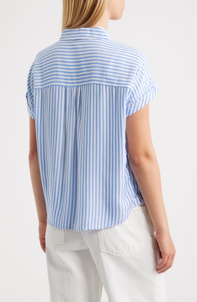 beachlunchlounge Darby Short Sleeve Button-Up Shirt, Alternate, color, Blue Ice