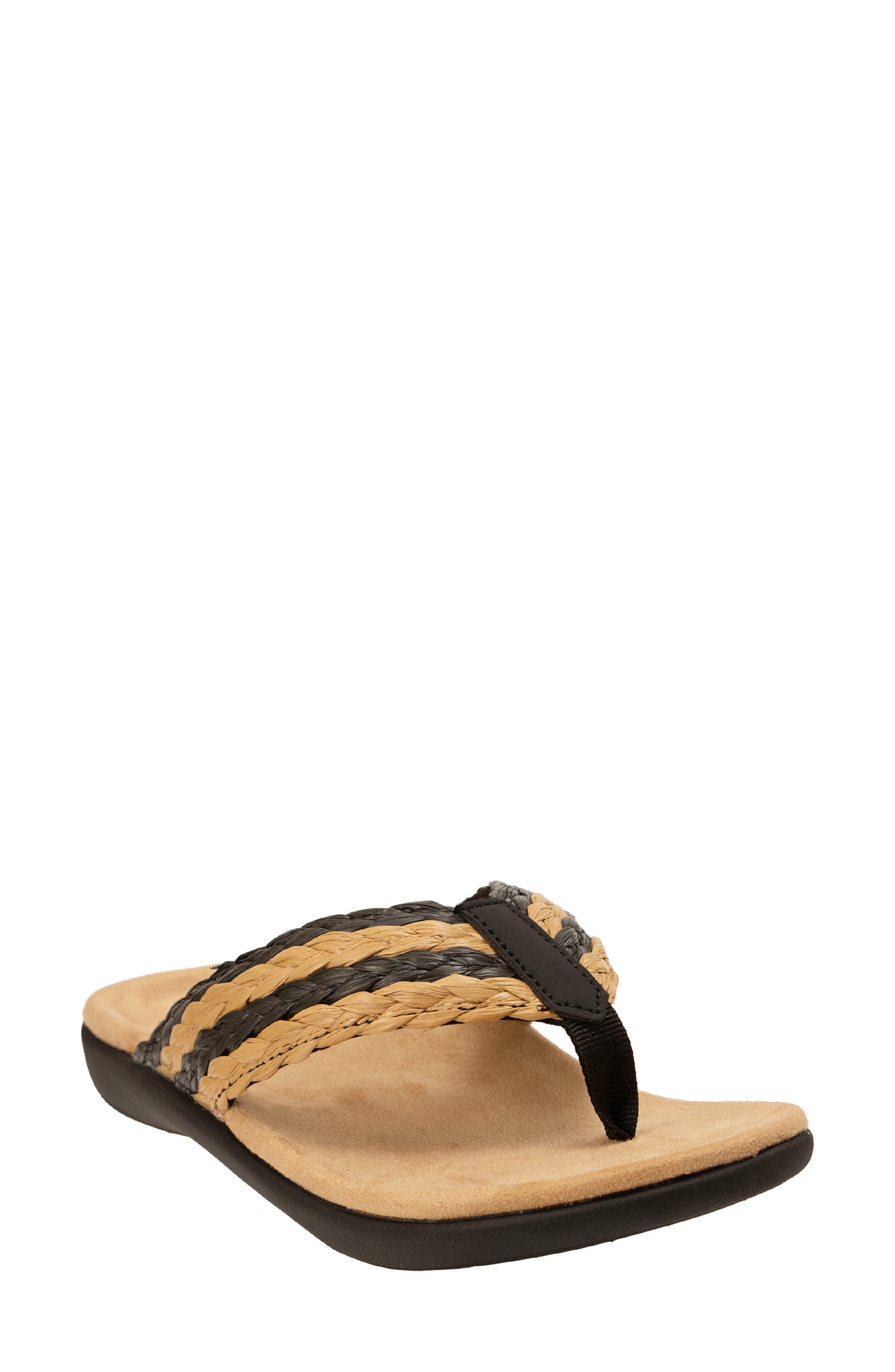 Yumi Raffia Flip Flop, Main, color, BLACK TAN