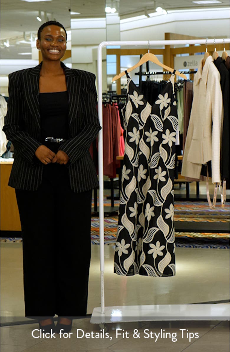 Embroidered Sleeveless Cotton Midi Dress, sales video thumbnail