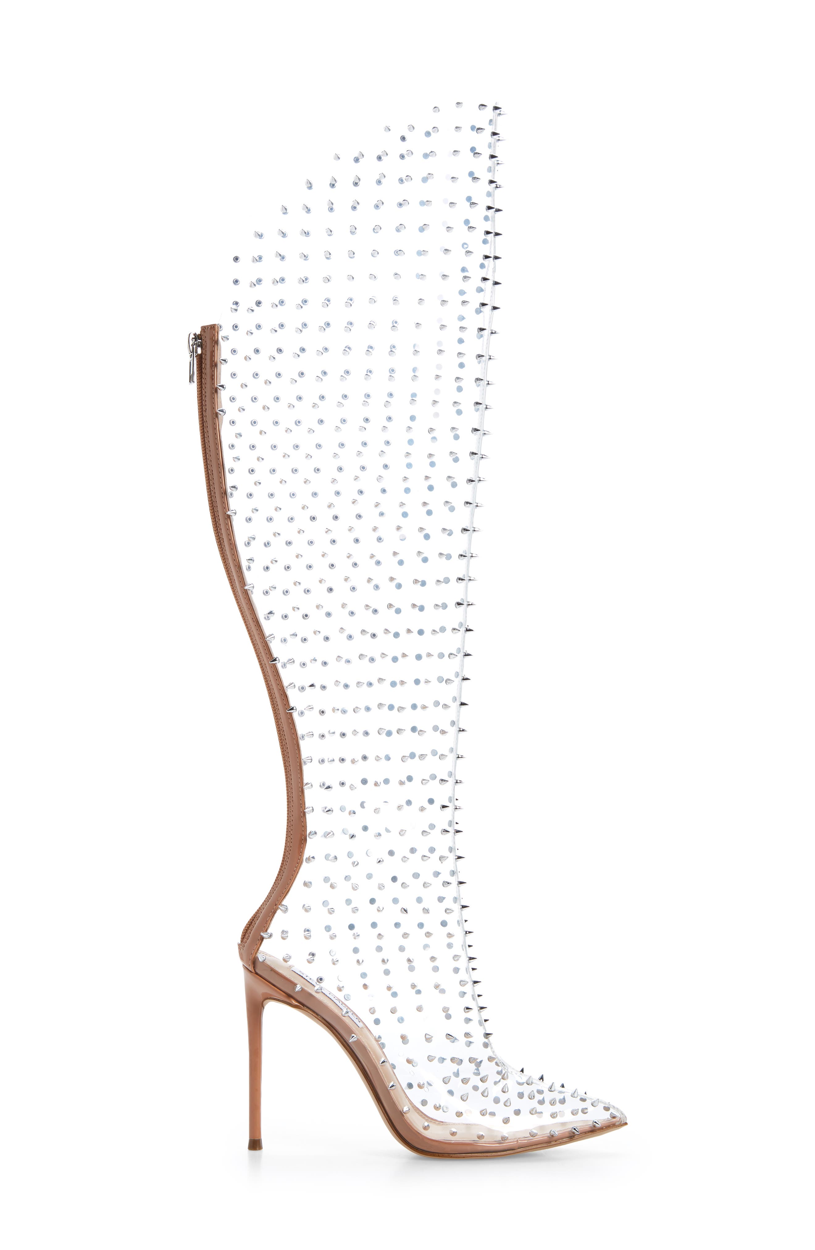 Steve Madden Vava Studded Pointed Toe Clear Boot, Alternate, color, 