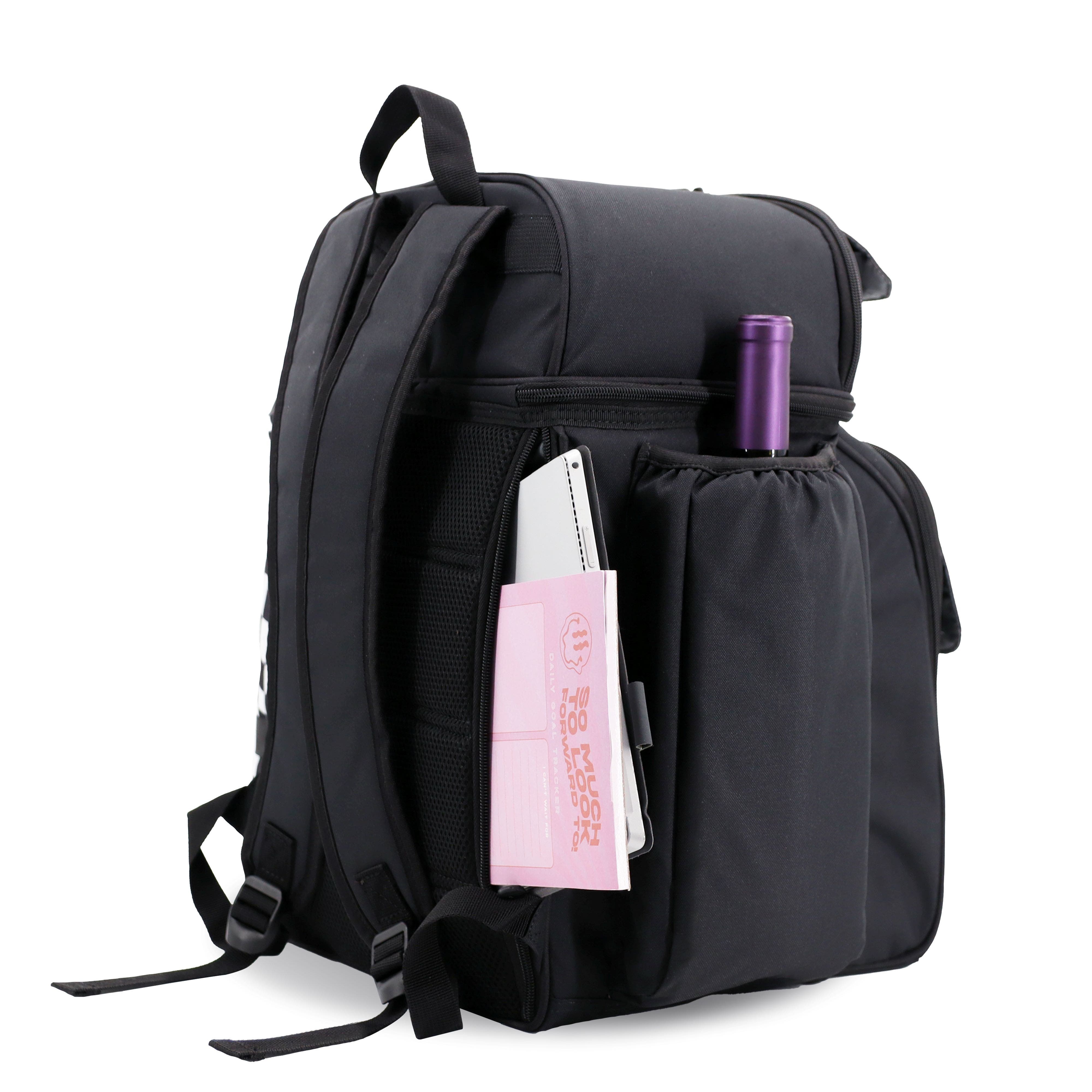 J World Picnic Backpack with Insulated Compartments & Picnic Mat, Alternate, color, Black