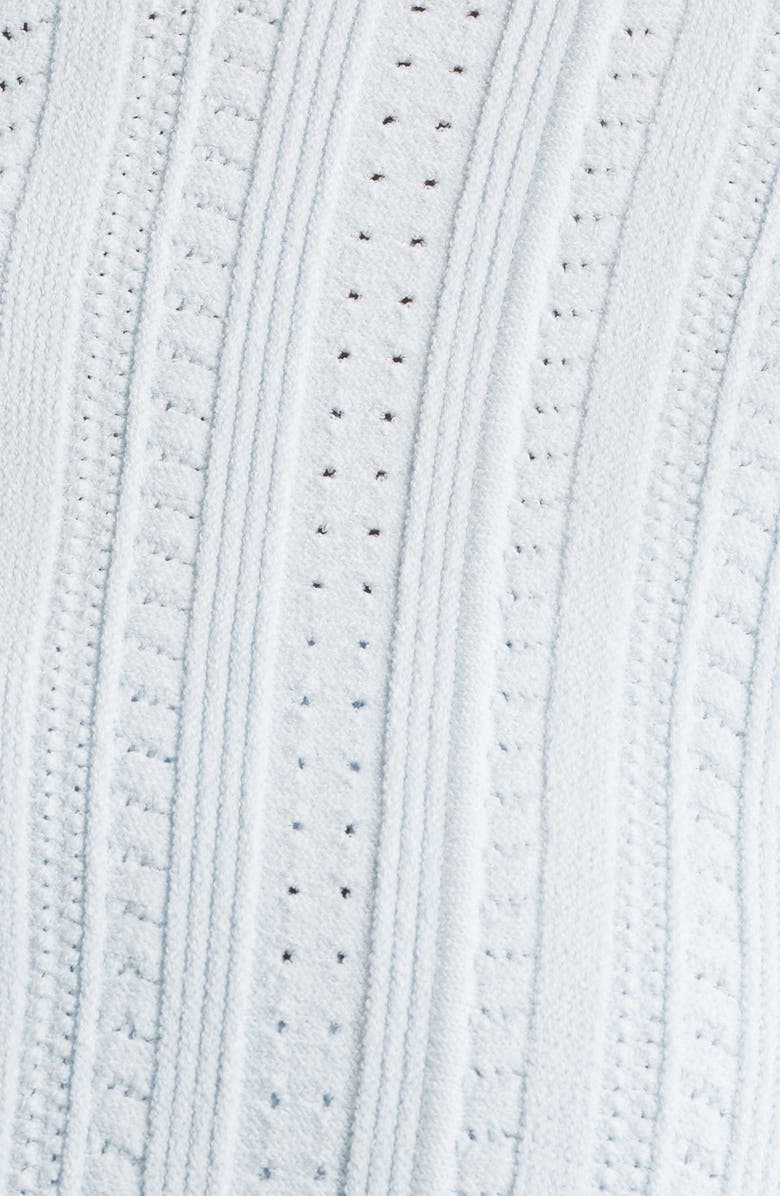 LoveShackFancy Zoriah Pointelle Tie Sleeve Cardigan, Alternate, color, Icicle Blue