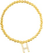 Adornia Faux Pearl Initial Charm Beaded Bracelet