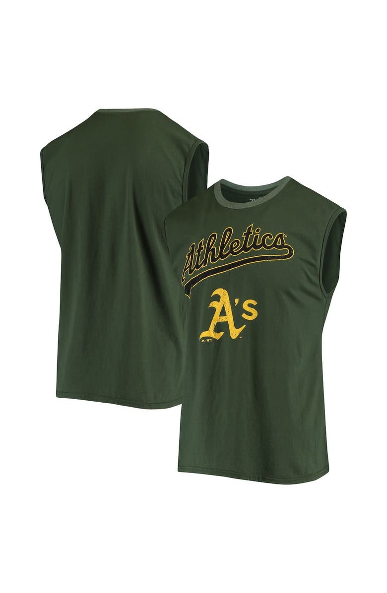 Majestic Threads Men's Majestic Threads Green Oakland Athletics Softhand Muscle Tank Top, Main, color,