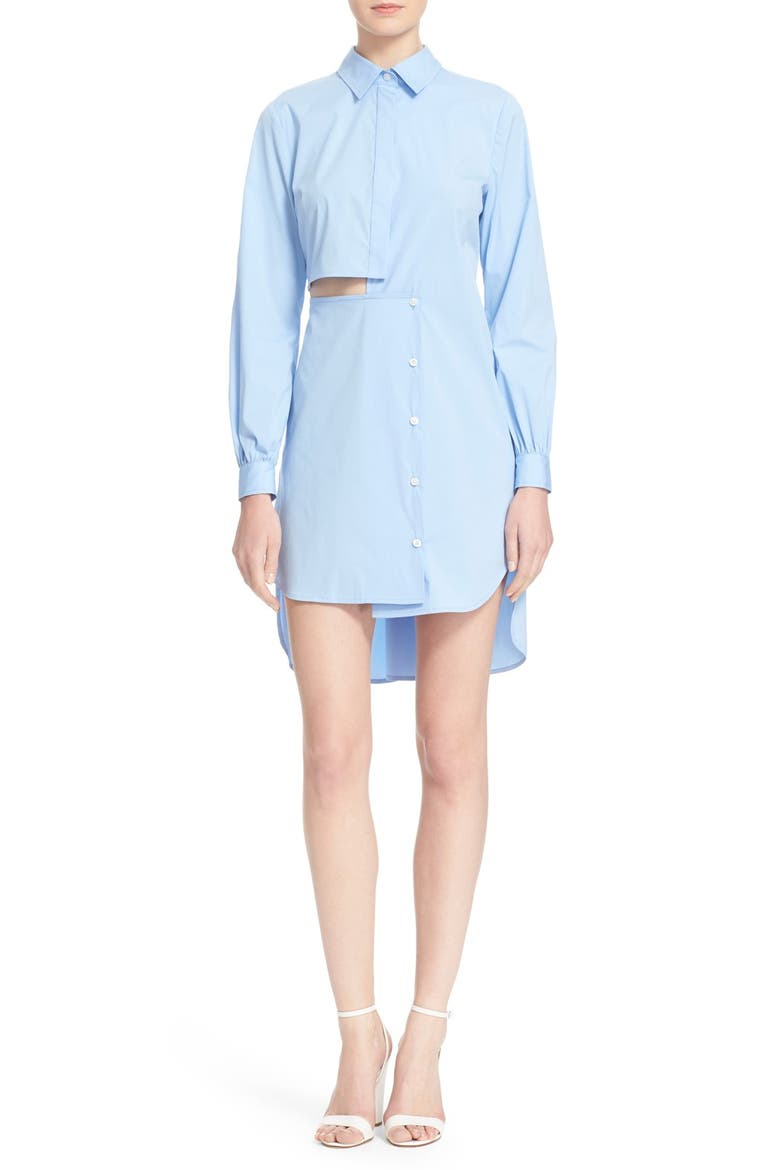 Side Cutout Poplin Shirtdress, Main, color, SKY