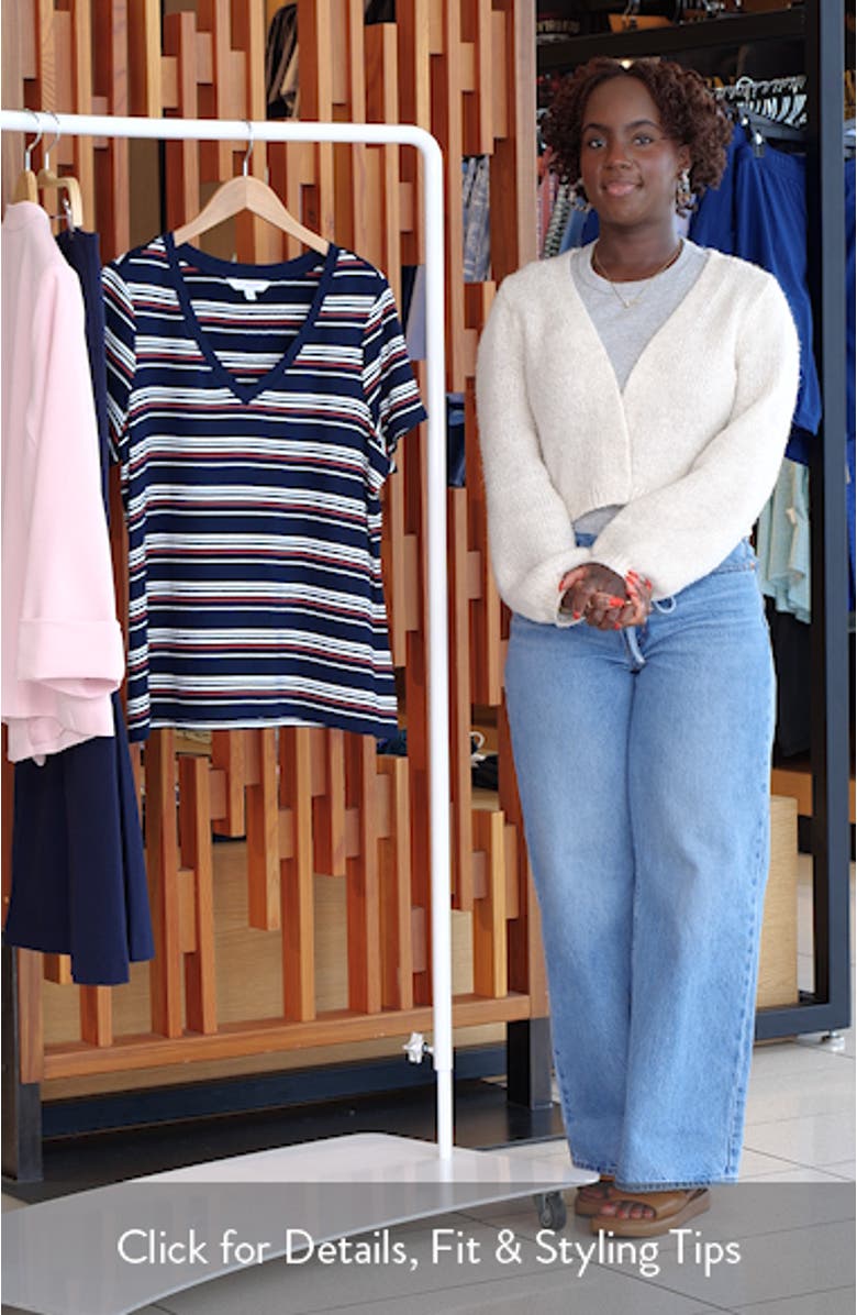 Stripe V-Neck Terry T-Shirt, sales video thumbnail