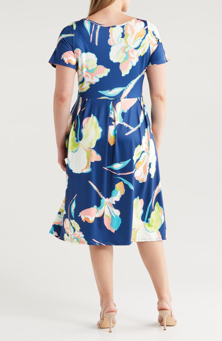 24seven Comfort Apparel Floral Jersey Midi Dress, Alternate, color, 